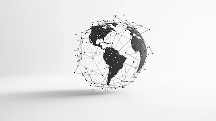 Poster - Minimalist geometric lines and shapes arranged to represent a globe, symbolizing global connectivity in a sleek design.