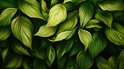 Canvas Print - Leaves green lush plant beautiful. Generative AI