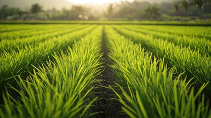 Canvas Print - Rice plants in field. Generative AI