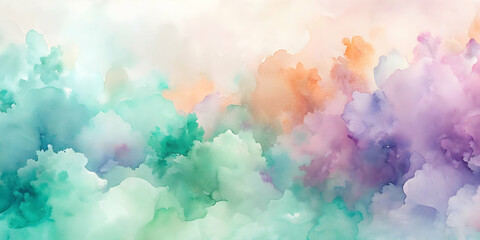 Sticker - Dreamy Sky Abstract: A captivating abstract painting of a dreamy sky, featuring soft pastel hues of pink, orange, blue and white. The abstract brushstrokes capture the beauty of a serene and tranquil 