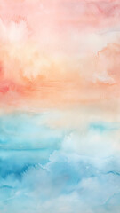 Sticker - Dreamy Sky Abstract: A captivating abstract painting of a dreamy sky, featuring soft pastel hues of pink, orange, blue and white. The abstract brushstrokes capture the beauty of a serene and tranquil 