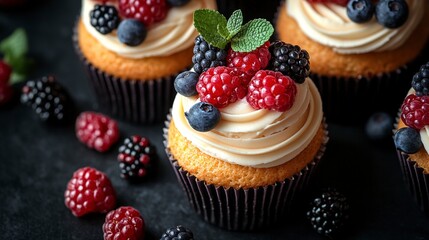 Sticker - Cupcakes with fruits