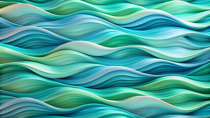 Poster - Abstract Wavy Pattern in Aqua and Green Tones