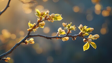 Canvas Print - Tree spring leaves. Generative AI