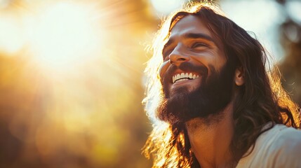 Smiling Jesus on light