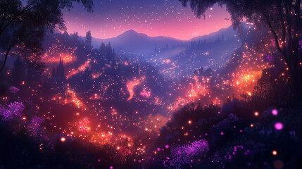 Wall Mural - sunset over the mountains