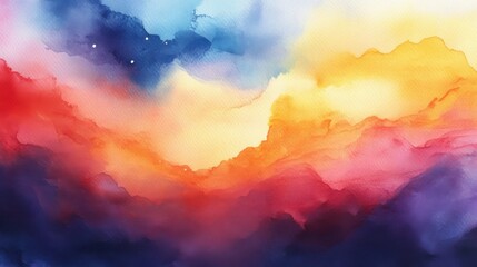 Wall Mural -  Vibrant Abstract Watercolor with Warm and Cool Tones