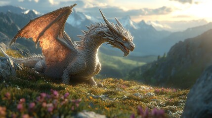 fantasy magic dragon with natural background