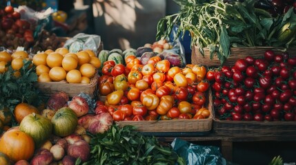 Wall Mural - A Colorful Display of Fresh Produce at a Market Stall