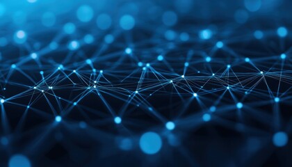 Interconnected Digital Network Concept with Glowing Nodes and Lines
