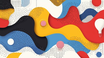 Sticker - Vibrant abstract halftone patterns create a modern, colorful illustration, perfect for fresh design projects.