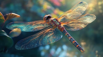 Aufkleber - Close-up of a Dragonfly with Intricate Wing Veins