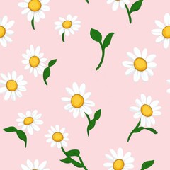 Sticker - Brighten your Easter with a charming flat vector of a small colored daisy on a soft pink backdrop, perfect for festive designs.