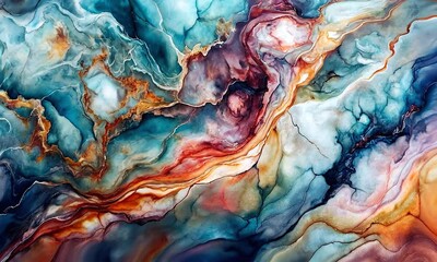 Poster - Discover stunning abstract art techniques in vibrant colors inspired by nature’s beauty, showcasing fluid dynamics and intricate patterns in a creative exploration. Generative AI