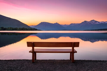 Wall Mural - sunrise on the lake