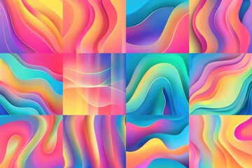 Aufkleber - A set of four different colored abstract backgrounds