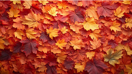 Fall leaves background with red, yellow, and brown leaves