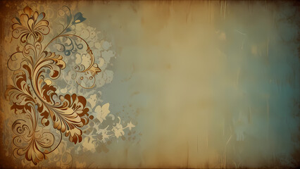 Wall Mural - abstract background with a vintage theme, incorporating swirling patterns and faded floral motifs