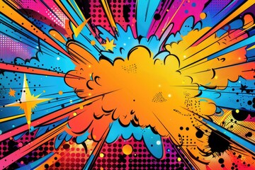 Poster - A vibrant explosion with a star at its center, perfect for illustrations and designs about energy, creativity, or celebration