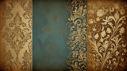 Wall Mural - abstract background with a vintage theme, incorporating swirling patterns and faded floral motifs