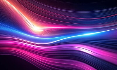 Poster - Explore mesmerizing waves of vibrant colors flowing through a digital landscape at sunset, creating an immersive visual symphony of light and motion. Generative AI