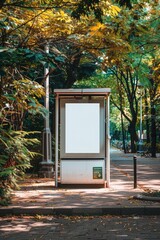 Aufkleber - A blank billboard at a bus stop, ideal for adding your own message or advertisement