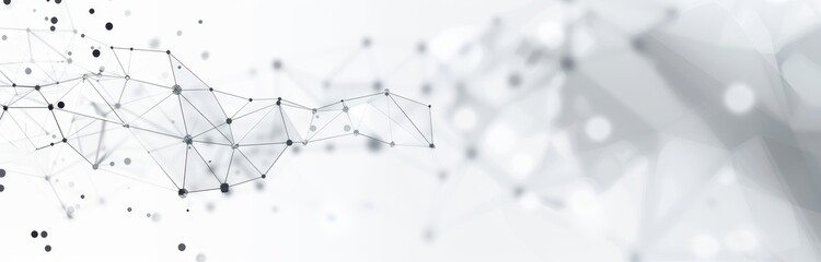 Poster - Abstract Geometric Network with Black and Grey Circles on White Background