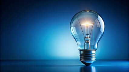 Canvas Print - Realistic light bulb idea concept with innovation and inspiration on blue background