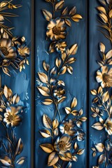 Poster - Close-up view of metal flowers attached to a wall, with intricate details