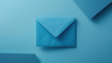 Aufkleber - A blue envelope sitting on a table, ready to be opened