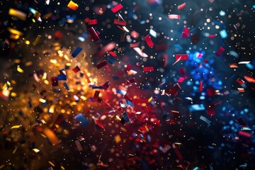 Sticker - Colorful confetti pouring down from above, ideal for party or celebration scenes