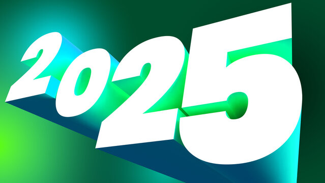 year 2025 3d date sign presentation background white letters template background perspective view