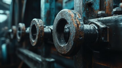 Poster - Close-up of Rusty Industrial Machine Parts