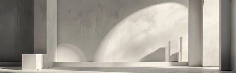 Aufkleber - Minimalist White Room with Geometric Shapes and Light