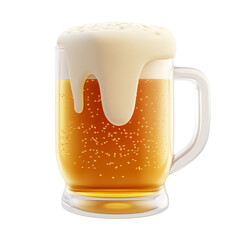 3d rendering icon beer illustration png. cartoon minimal style on transparent isolated background.