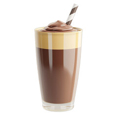 3d rendering icon chocolate smoothie illustration PNG. cartoon minimal style on transparent isolated background.