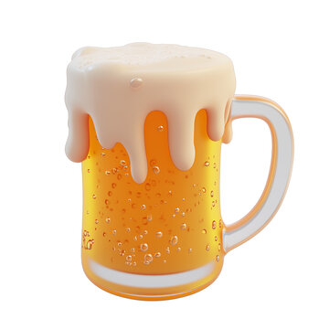 3d rendering icon beer illustration PNG. cartoon minimal style on transparent isolated background.
