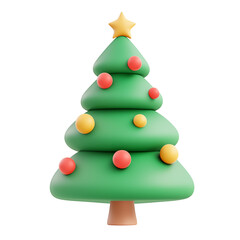 3d rendering icon Christmas tree illustration PNG. cartoon minimal style on transparent isolated background.