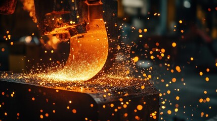 Poster - Close-up of a Metal Cutting Machine with Sparks Flying