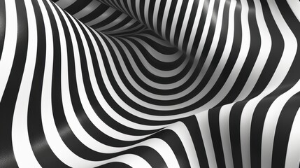 Aufkleber - Abstract Black and White Striped Curved Surface