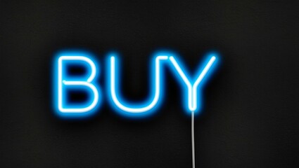 Wall Mural - neon backlit style of the word buy on a black grainy background