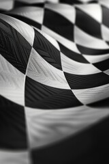 Aufkleber - A close-up view of a traditional black and white checkered quilt, perfect for use in home decor or textile design projects