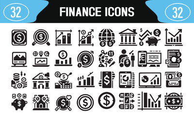 Fototapete - finance set of icons in trendy line style , hand drawn modern graphics icons elements outline collection for business , savings, expense, income, ecommerce , accounting 