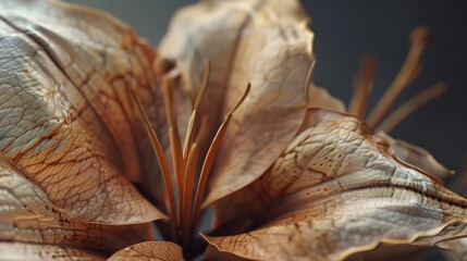 Sticker - Dried lily flower pattern which has withered or lacks water botanical background