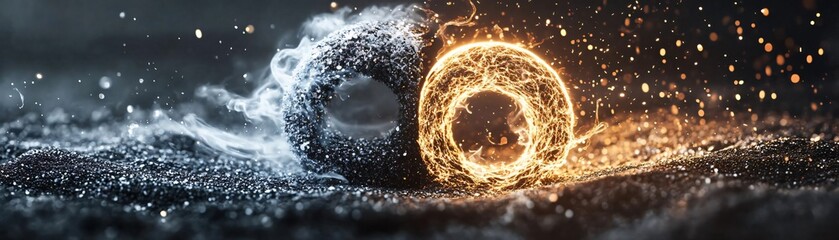 Poster - A stunning visual of contrasting elements featuring a dynamic interaction between light and dark, symbolizing unity and balance.