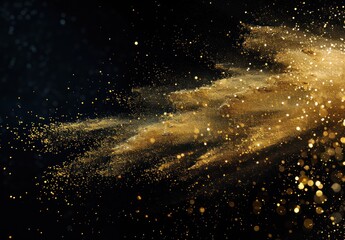 Canvas Print - Golden Dust Explosion on Black Background