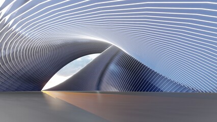 Aufkleber - Abstract architecture background interior with curved design 3d render