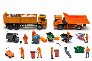 Wall Mural - A group of toy figures dressed as construction workers, suitable for use in illustrations about building and construction