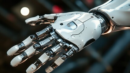 Aufkleber - Close-up of a Shiny, White Robotic Hand