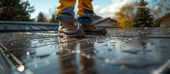 Wall Mural - Boots on Wet Solar Panels